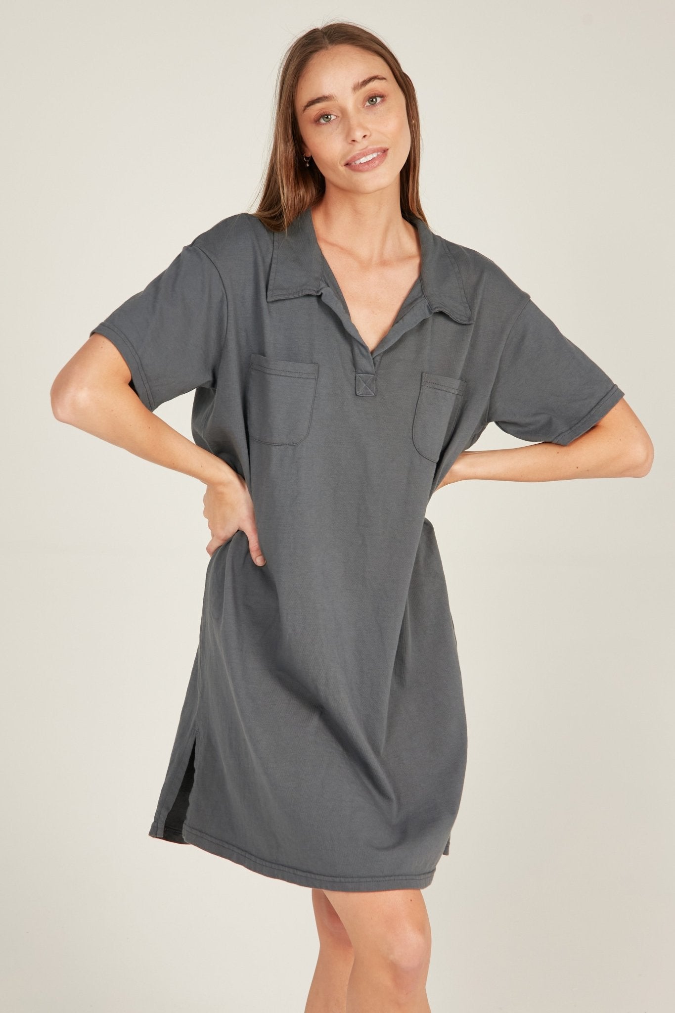 POLO DRESS - CHARCOAL - Primness