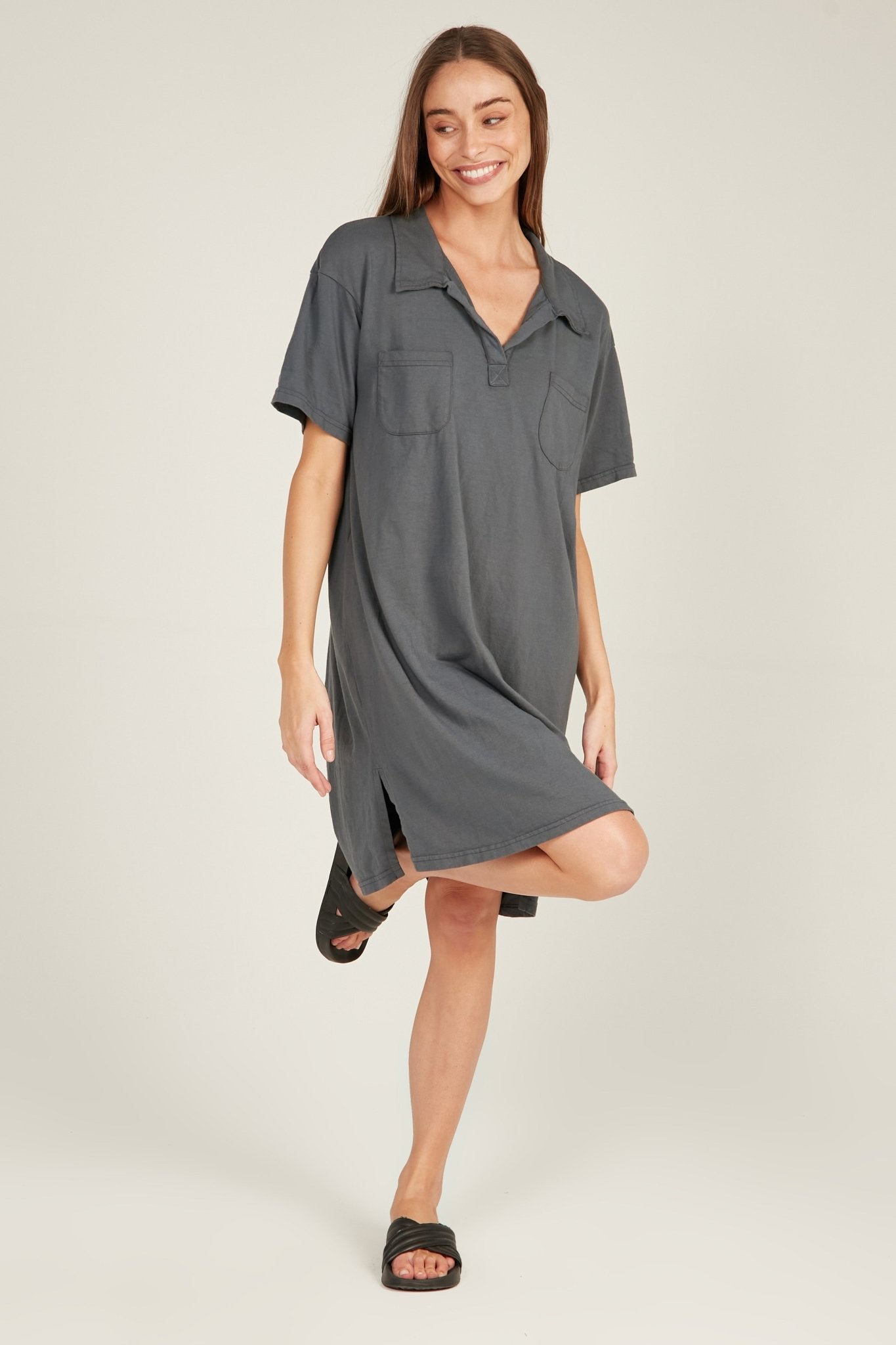 POLO DRESS - CHARCOAL - Primness