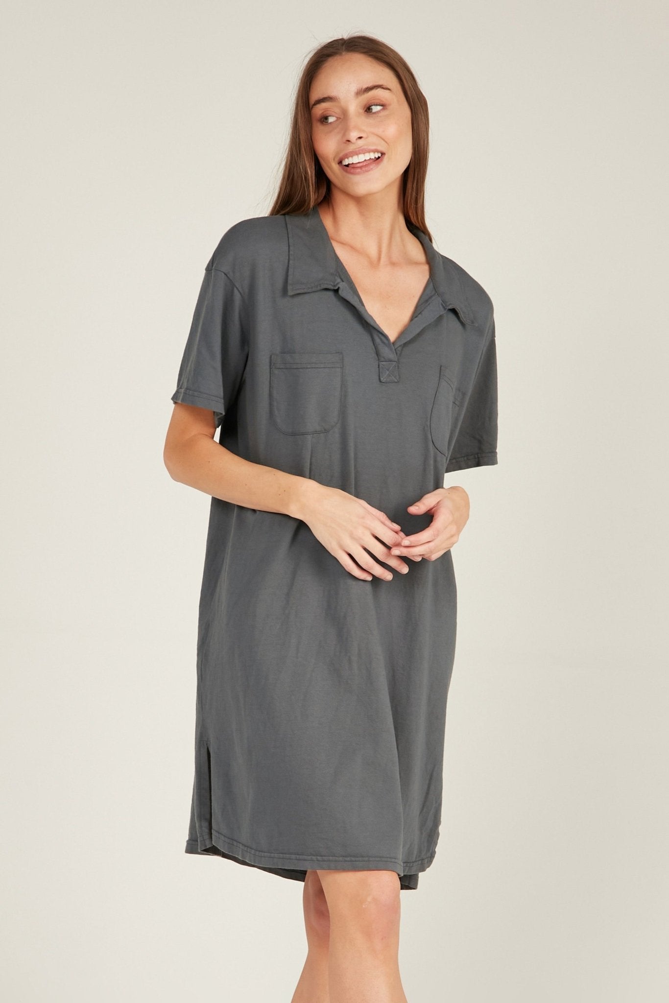 POLO DRESS - CHARCOAL - Primness