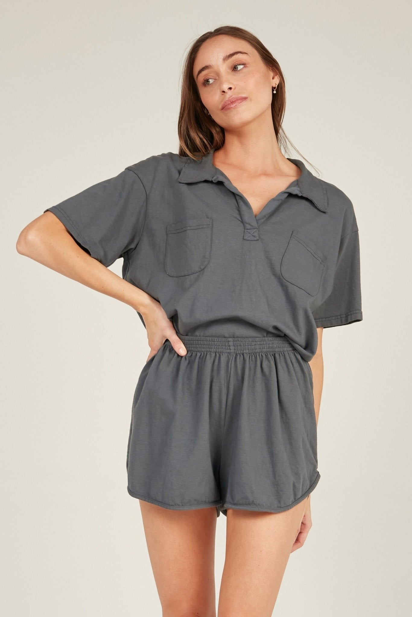 POLO SHORT - CHARCOAL - Primness