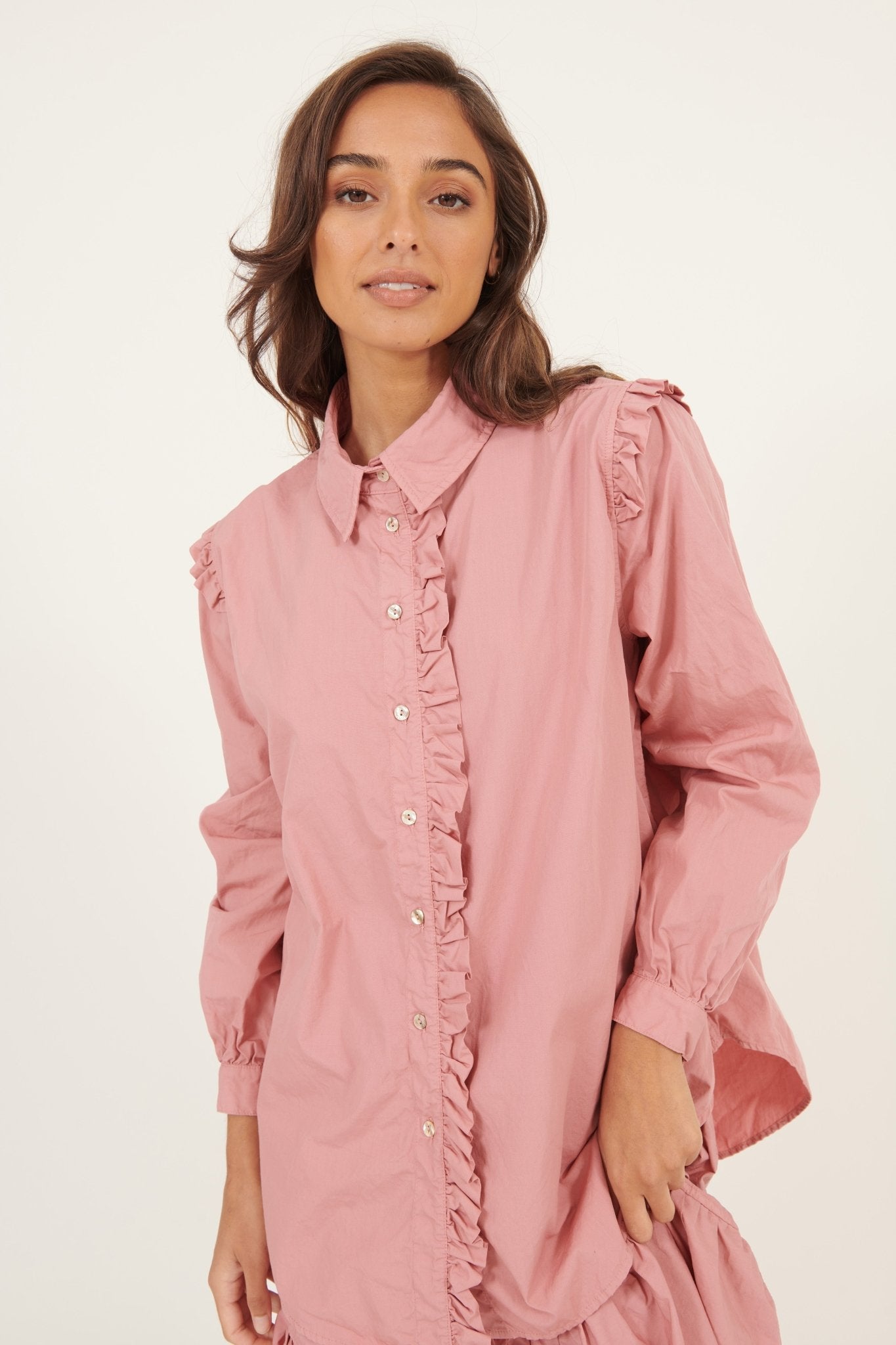 RUFFLES SHIRT - BLUSHED - Primness