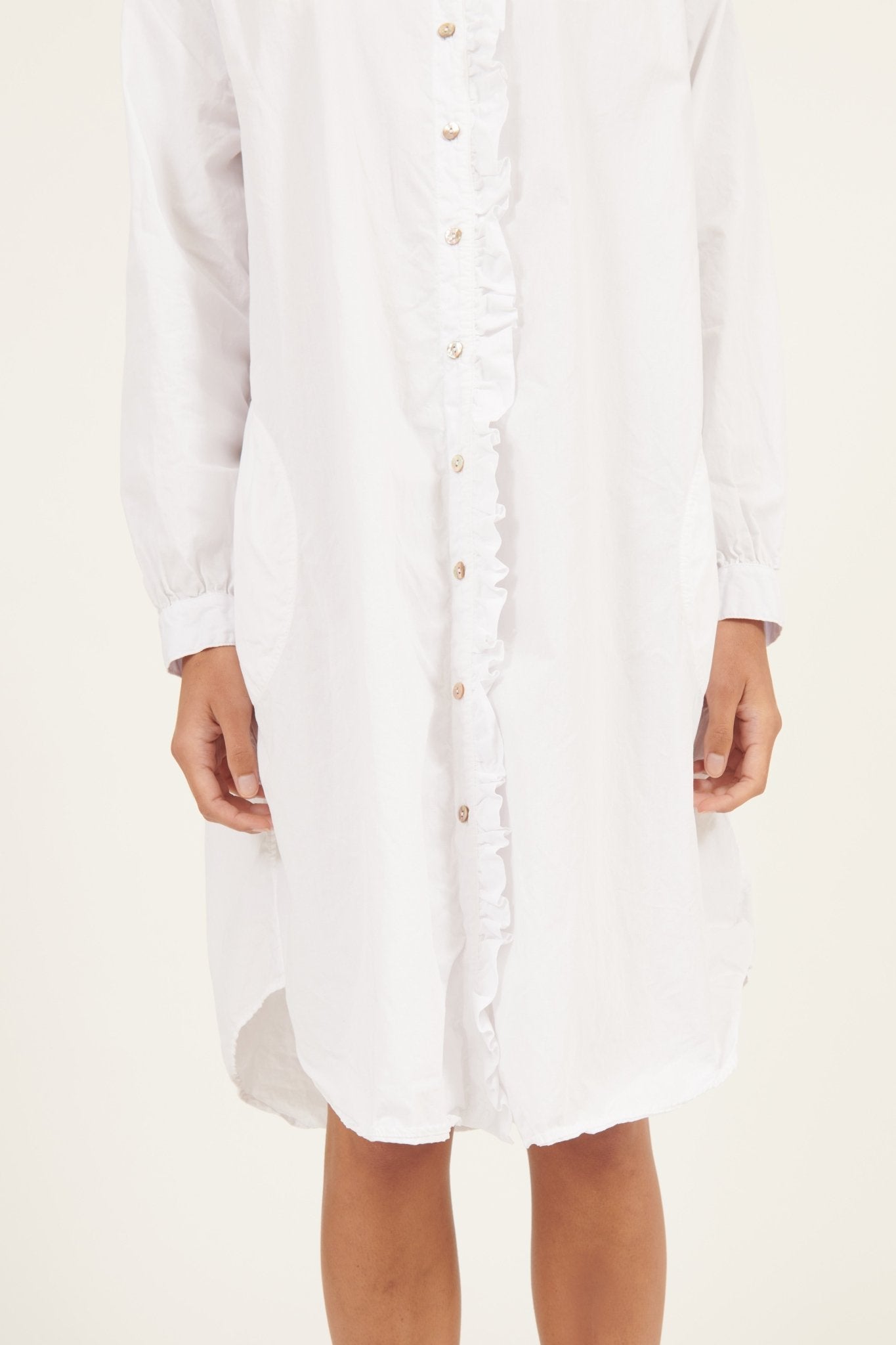 RUFFLES SHIRT DRESS - BLANC - Primness