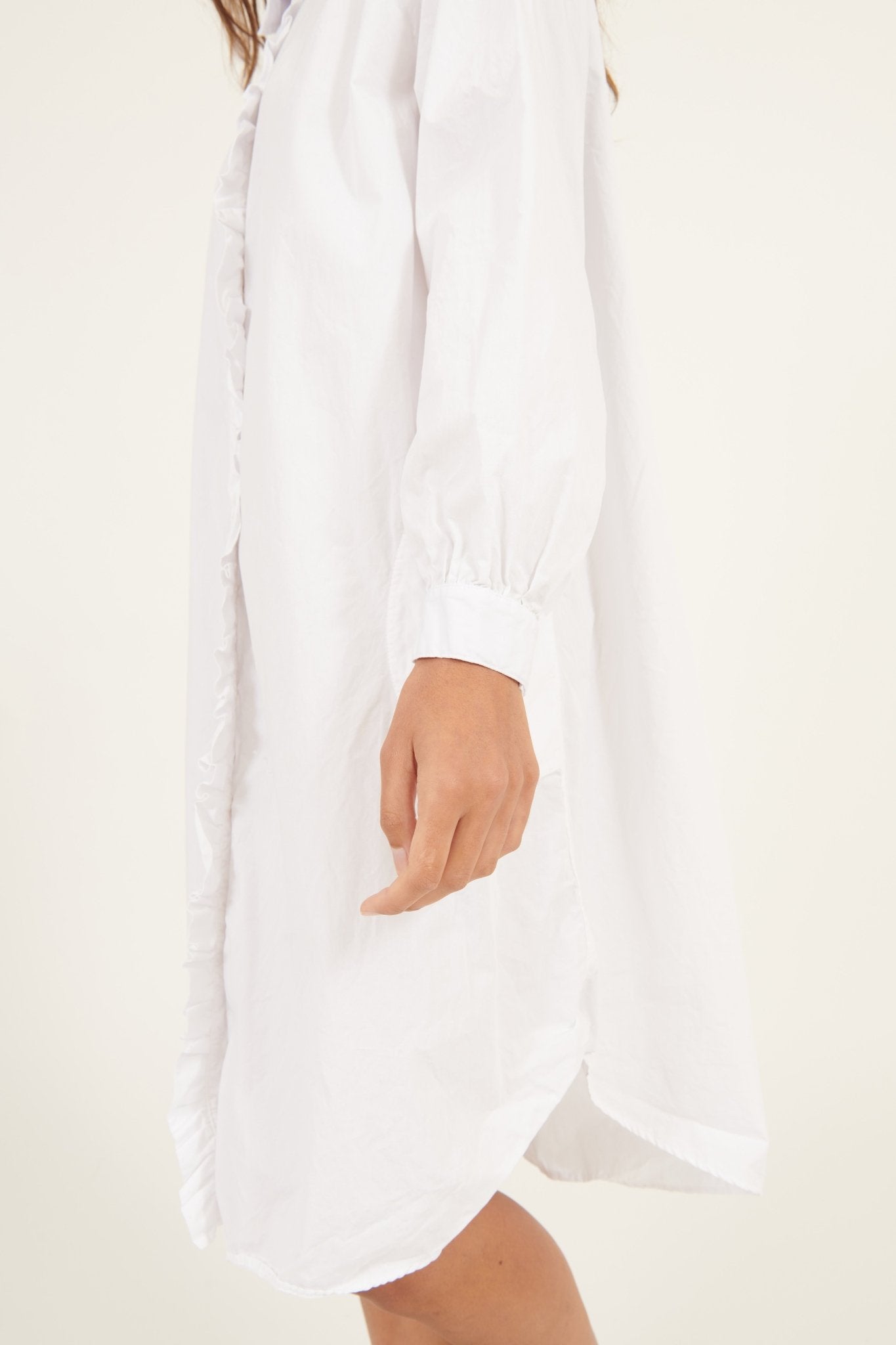 RUFFLES SHIRT DRESS - BLANC - Primness