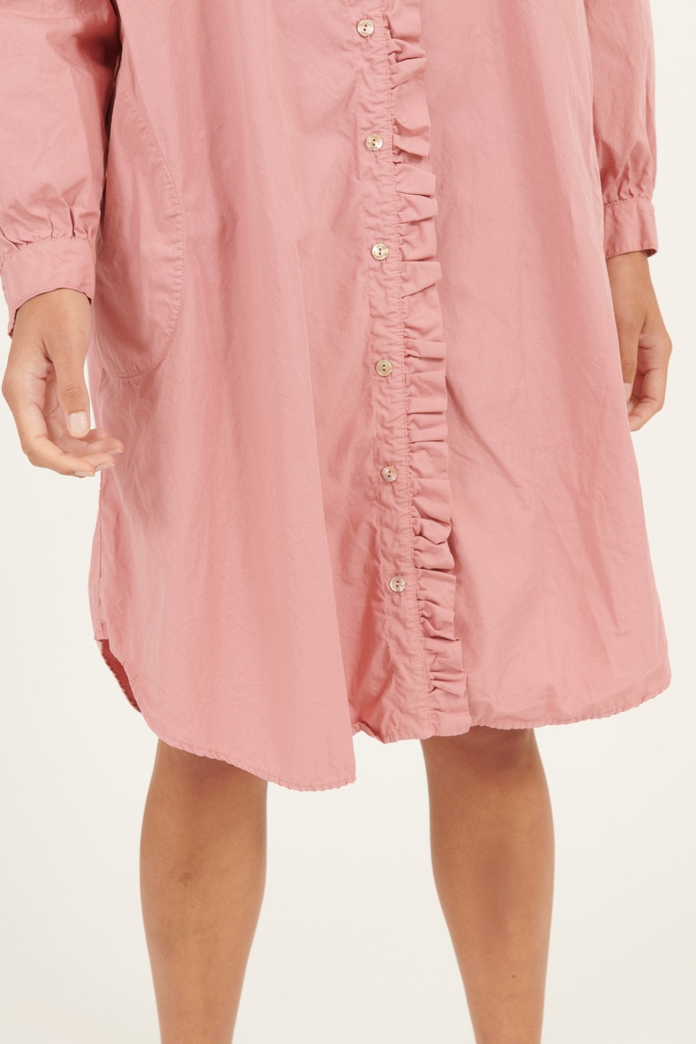 RUFFLES SHIRT DRESS - BLUSHED - Primness