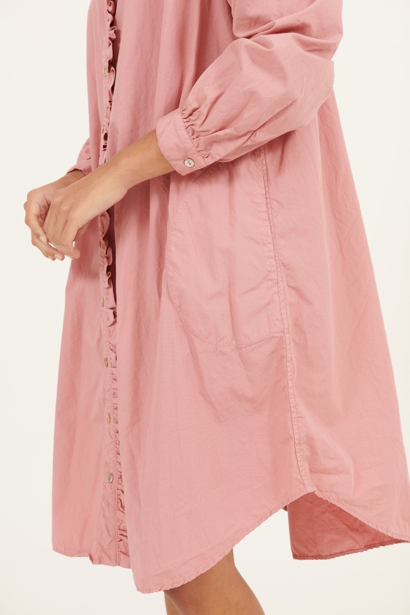 RUFFLES SHIRT DRESS - BLUSHED - Primness