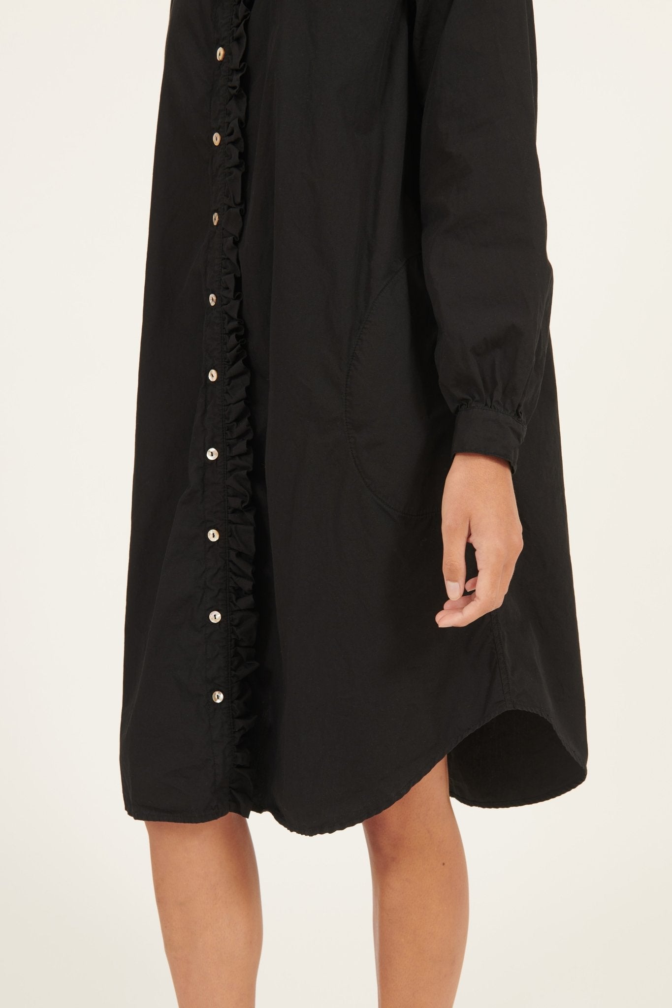 RUFFLES SHIRT DRESS - NOIR - Primness