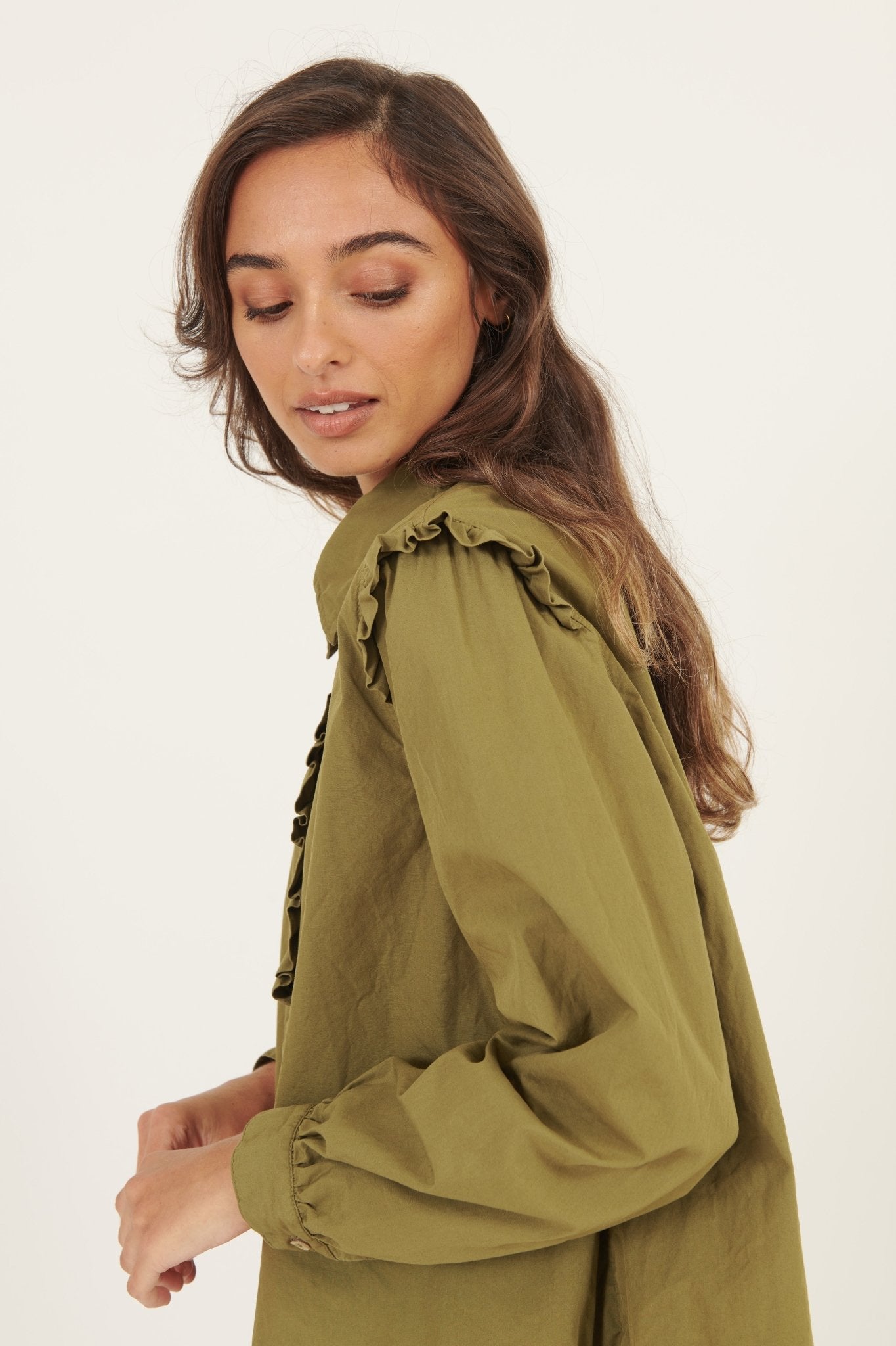 RUFFLES SHIRT - KHAKI - Primness