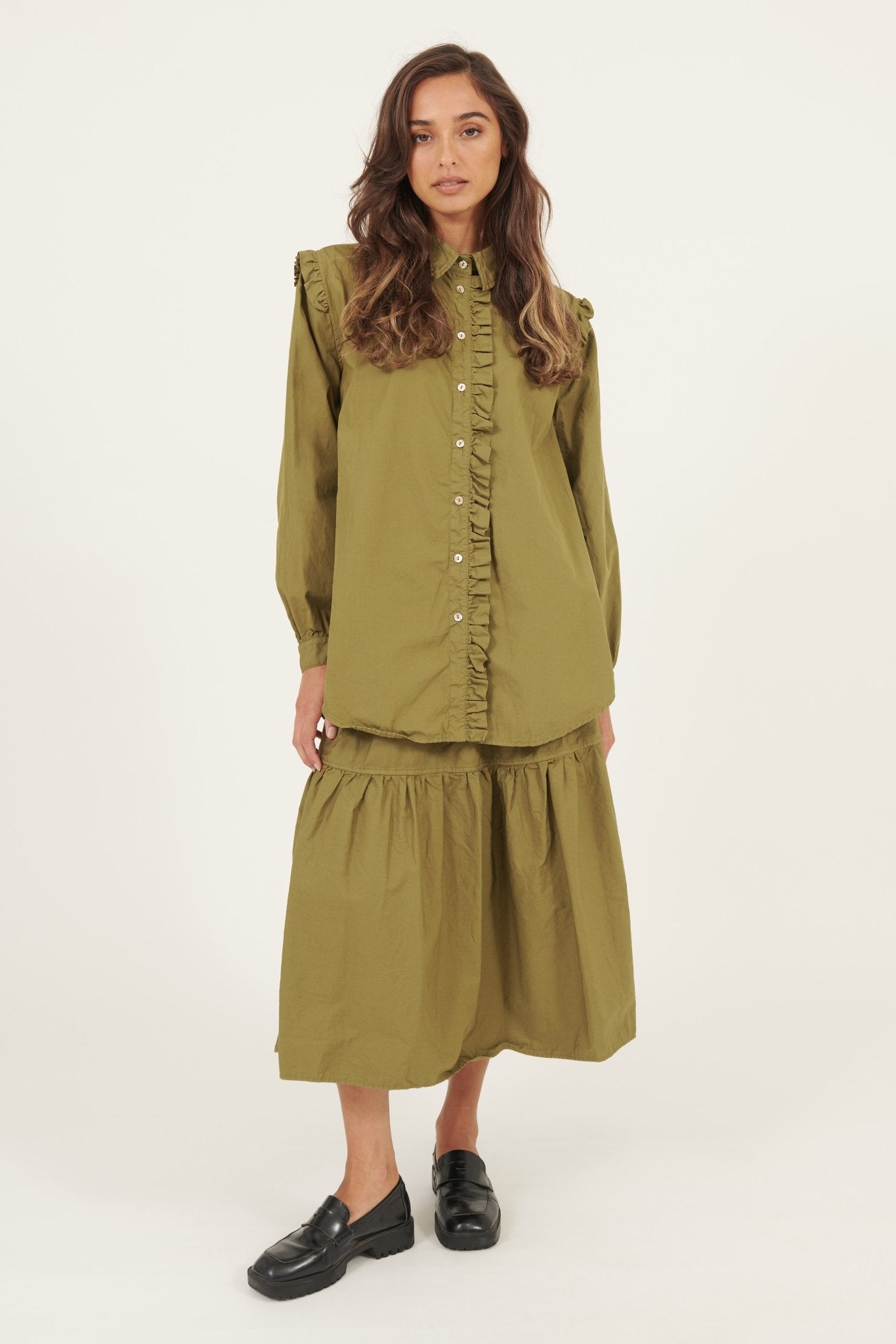 RUFFLES SHIRT - KHAKI - Primness