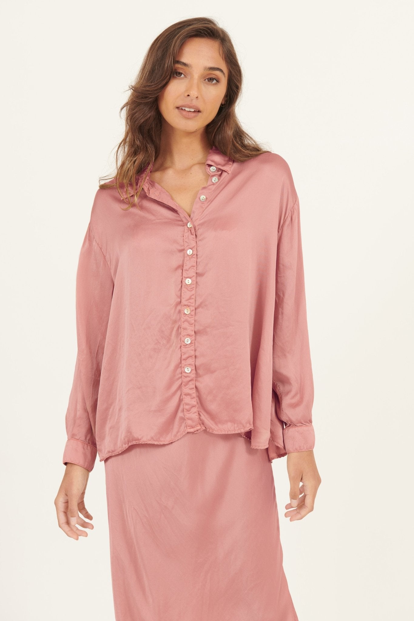 SATIN SHIRT - FRENCH ROSE - Primness