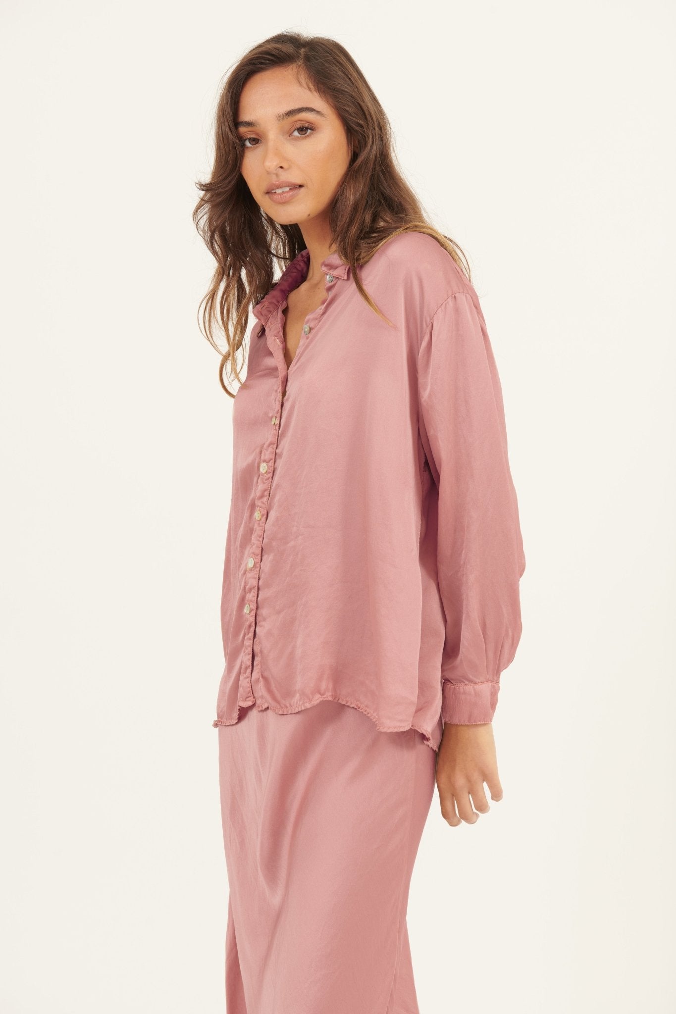 SATIN SHIRT - FRENCH ROSE - Primness