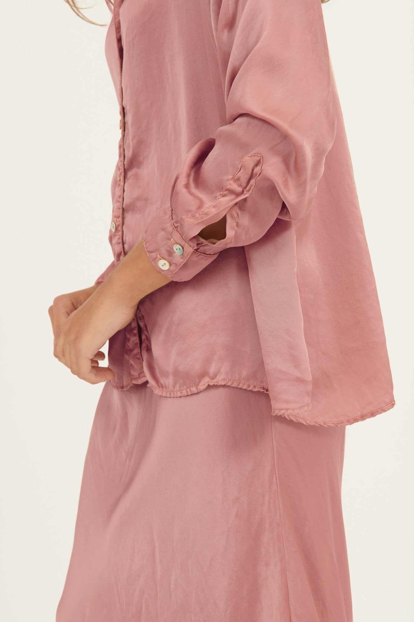 SATIN SHIRT - FRENCH ROSE - Primness