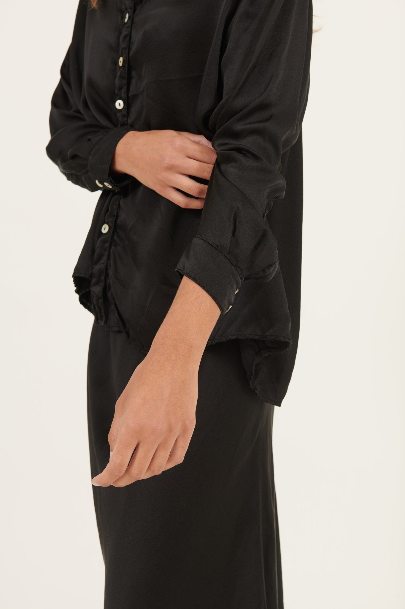 SATIN SHIRT - NOIR - Primness