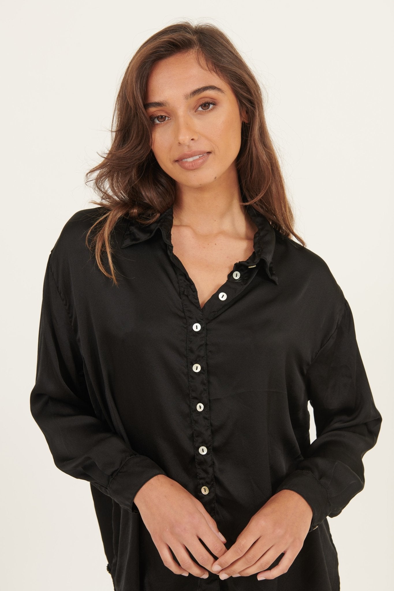 SATIN SHIRT - NOIR - Primness