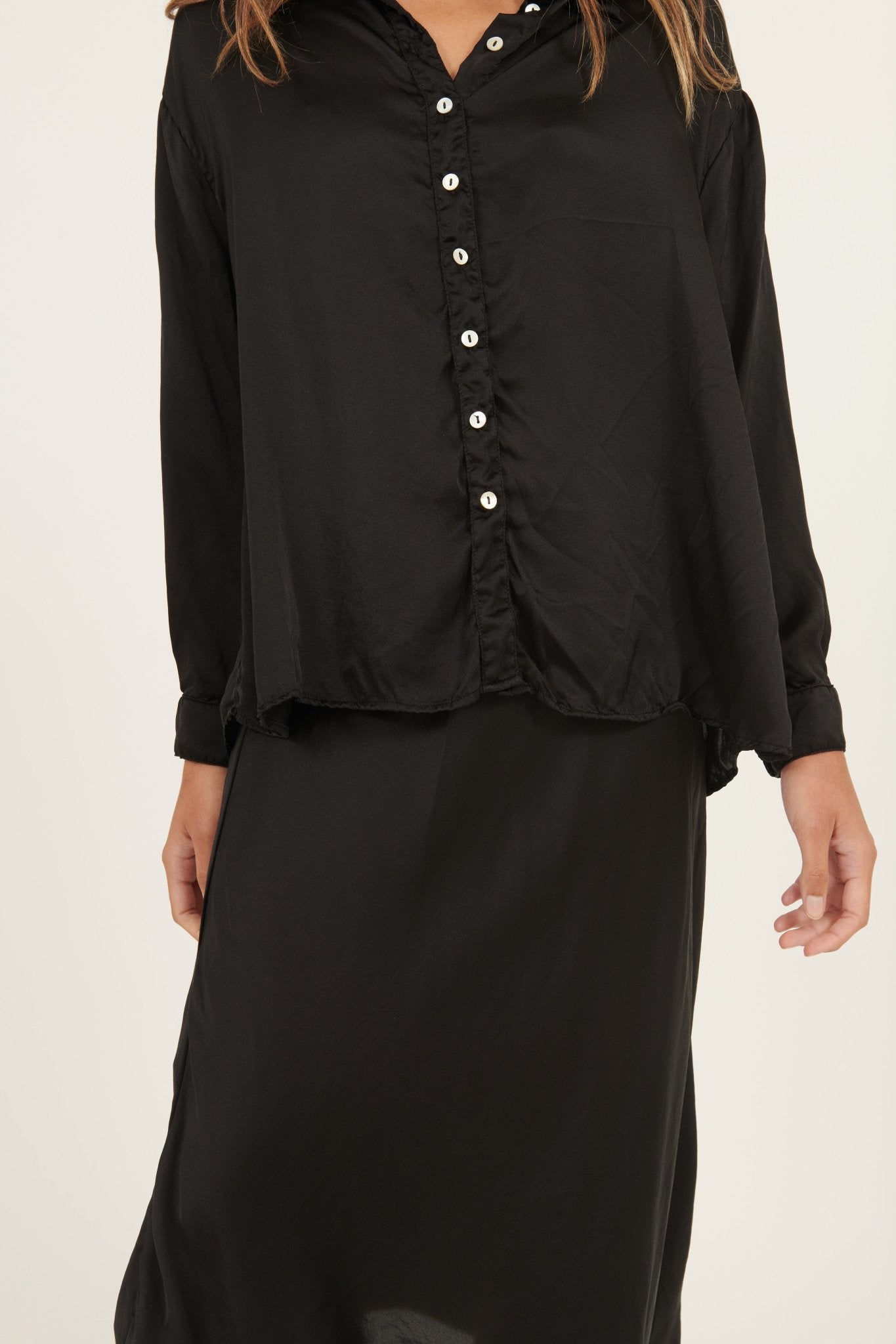 SATIN SHIRT - NOIR - Primness