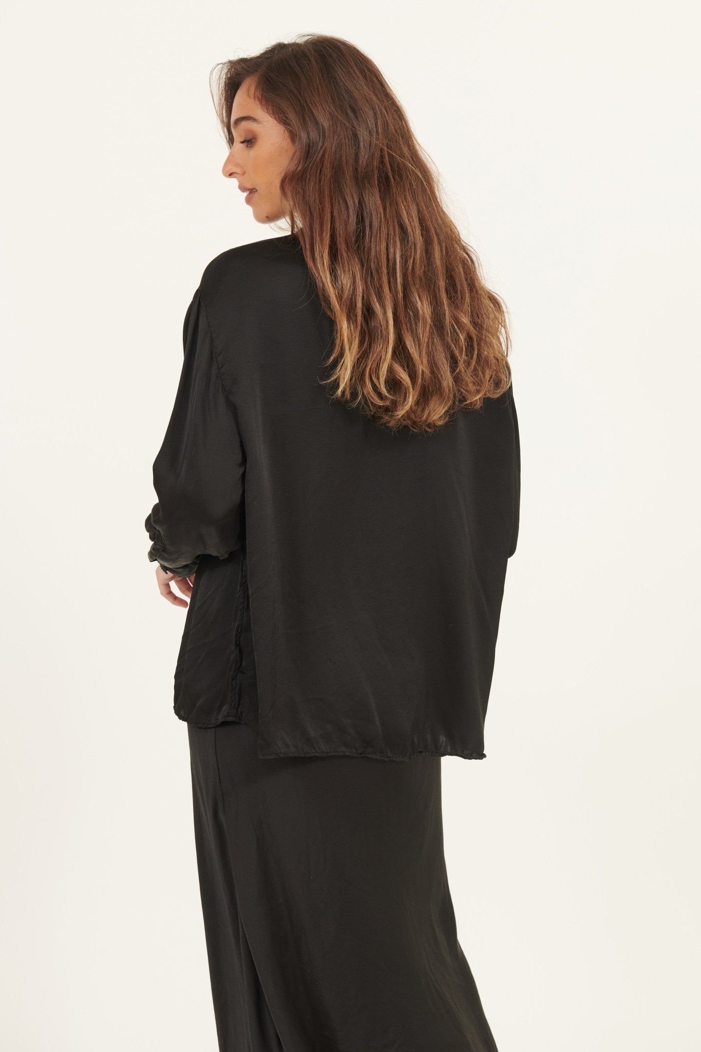 SATIN SHIRT - NOIR - Primness