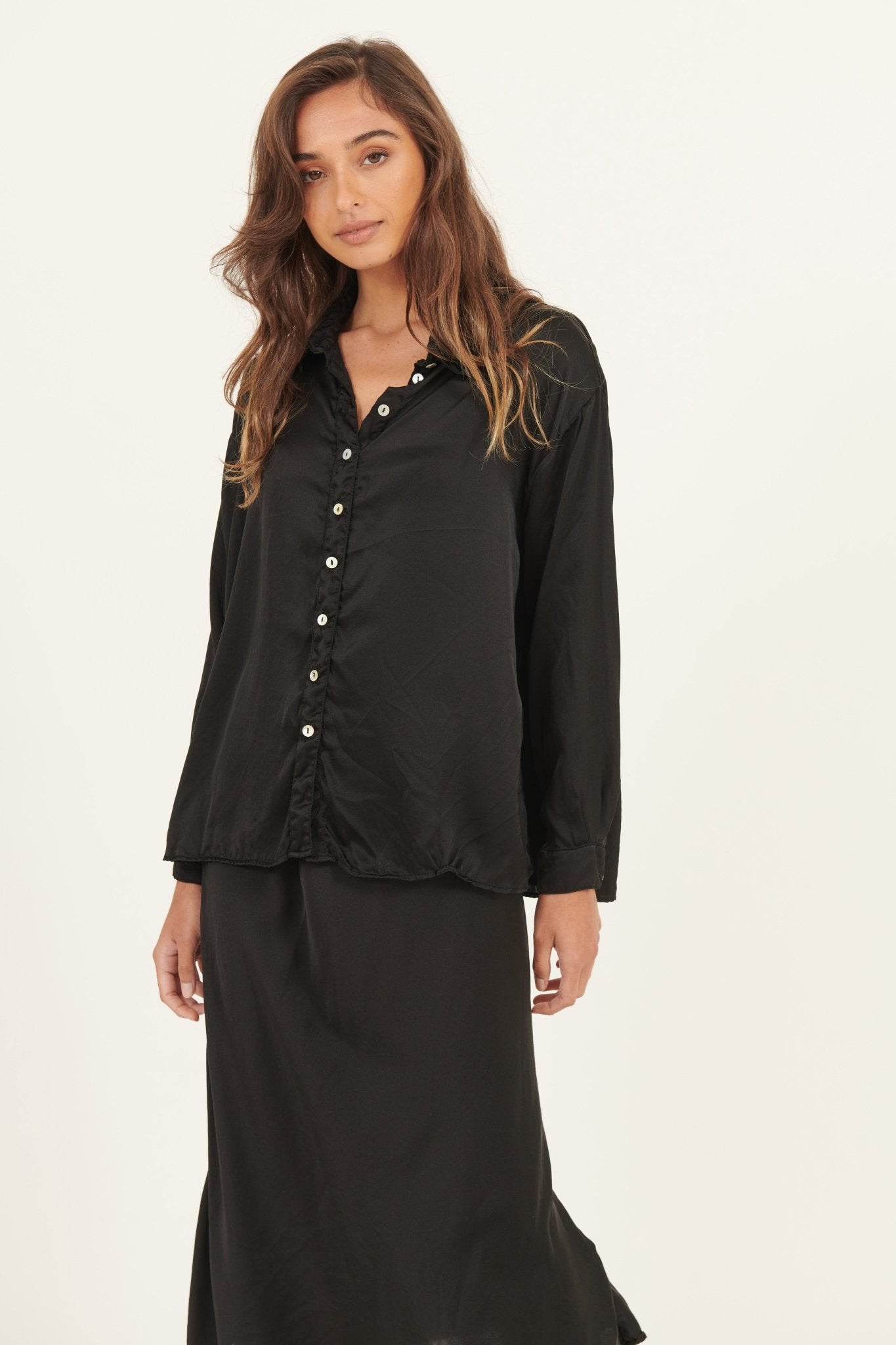 SATIN SHIRT - NOIR - Primness