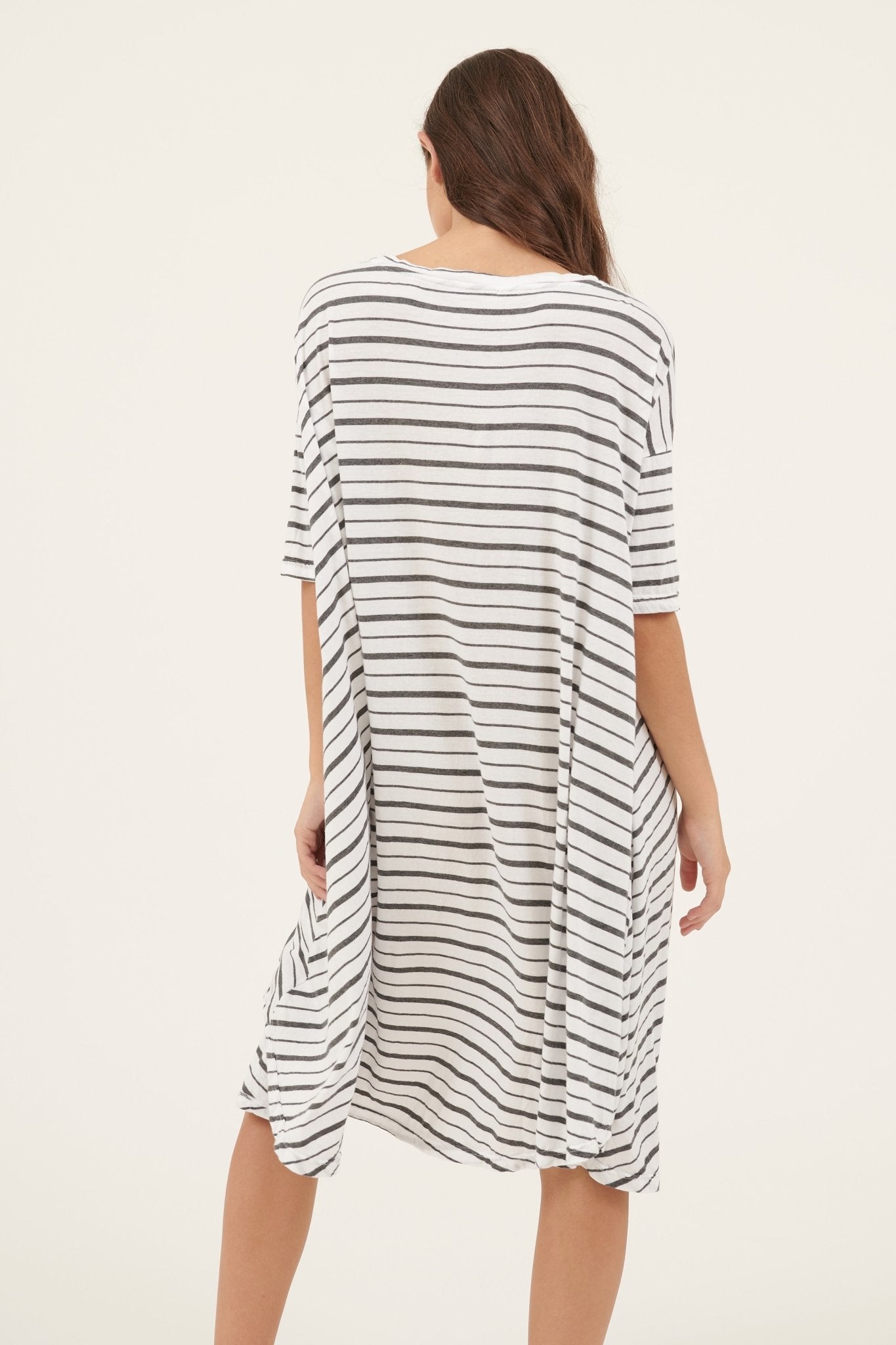 STRIPE POP DRESS - GREY & WHITE STRIPE - FINAL SALE - Primness