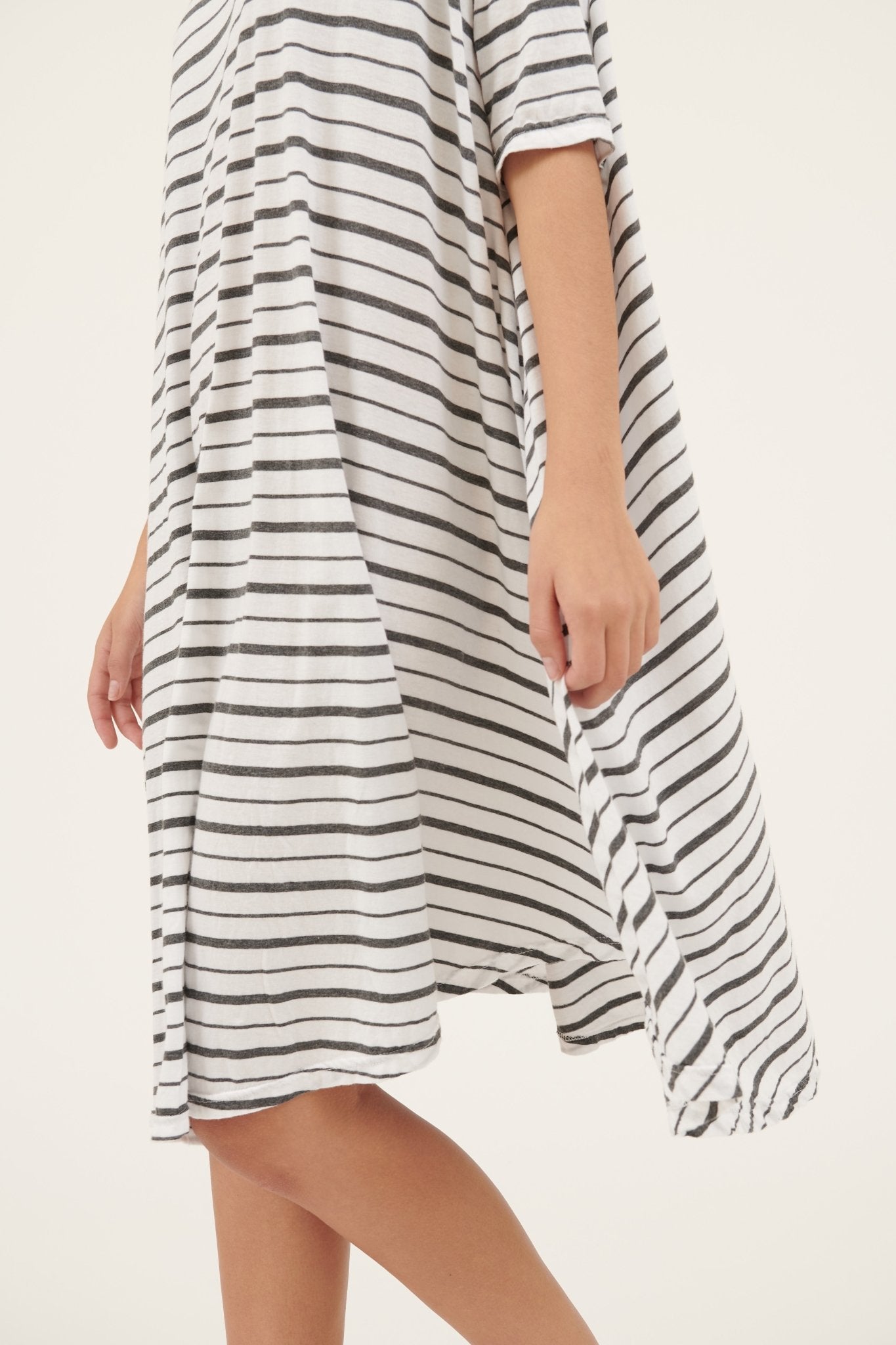 STRIPE POP DRESS - GREY & WHITE STRIPE - FINAL SALE - Primness